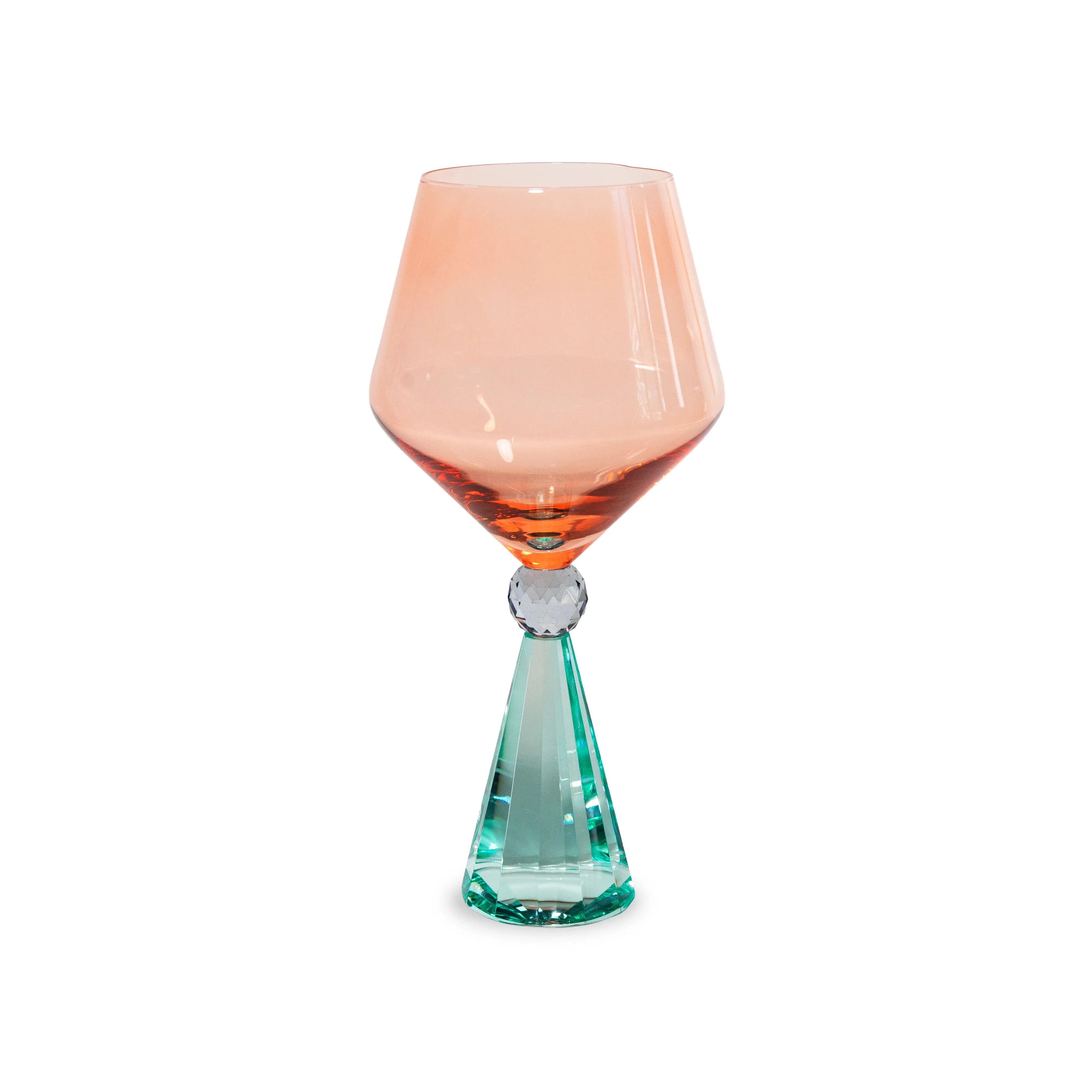 Gin and tonic glass with diamond effect base - Peach and Light Blue