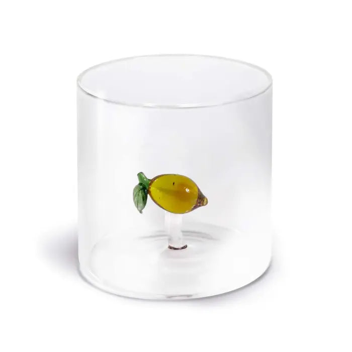 Gobelet en Verre Soufflé avec Décor - Citron