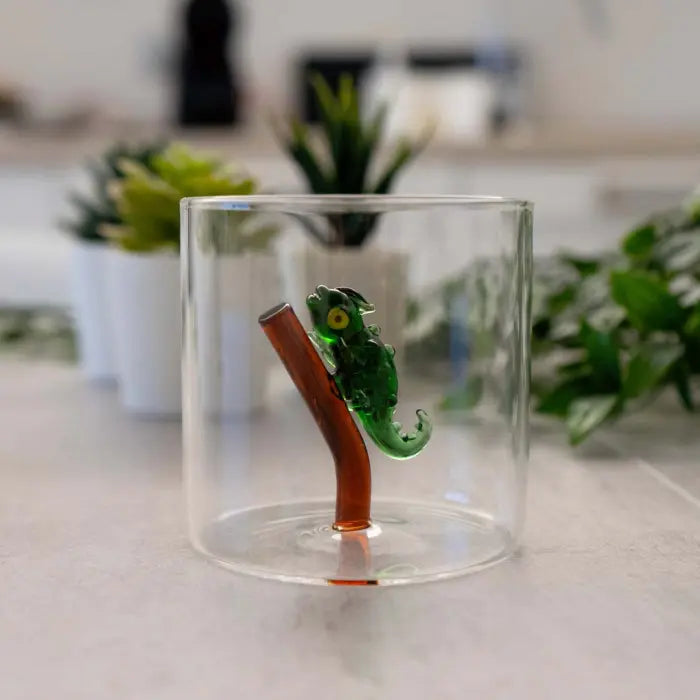 Gobelet en Verre Soufflé avec Décor - Gecko