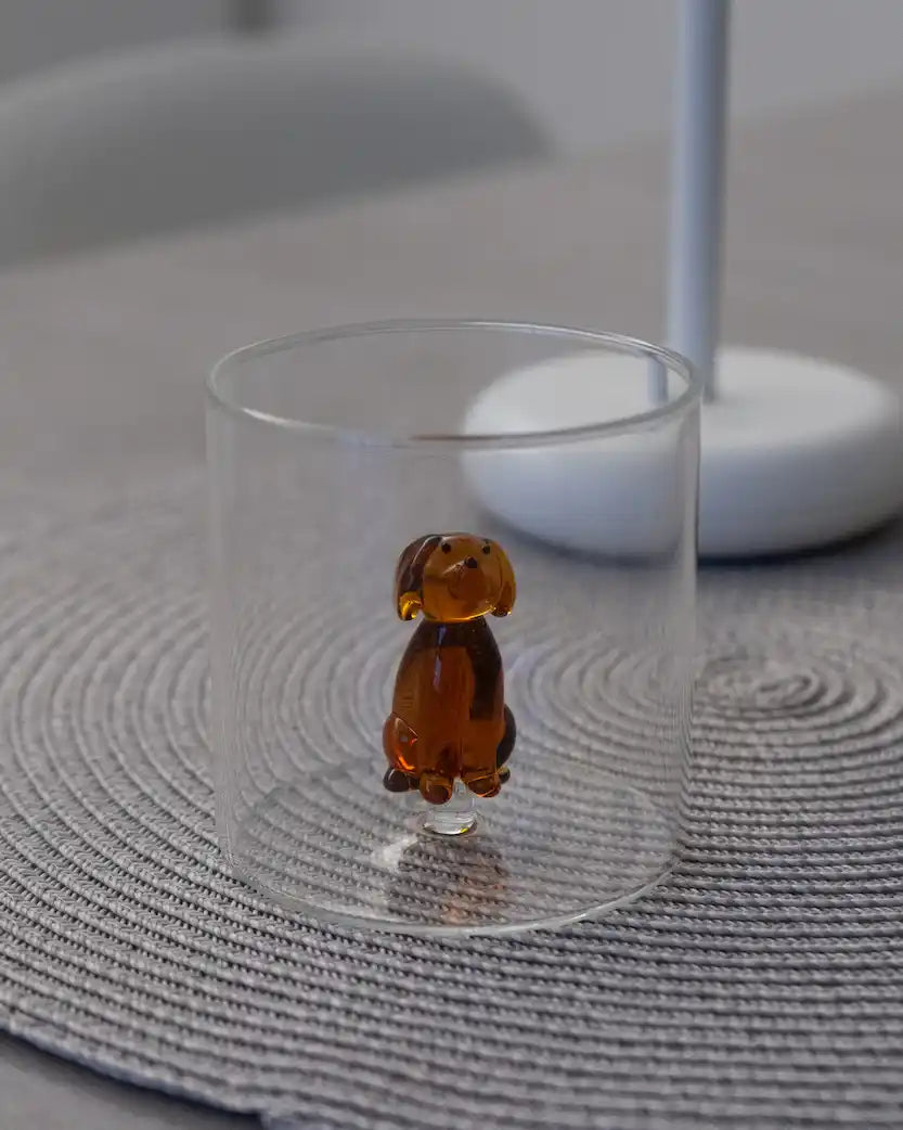 Gobelet en Verre Soufflé avec Décor - Golden Retriever