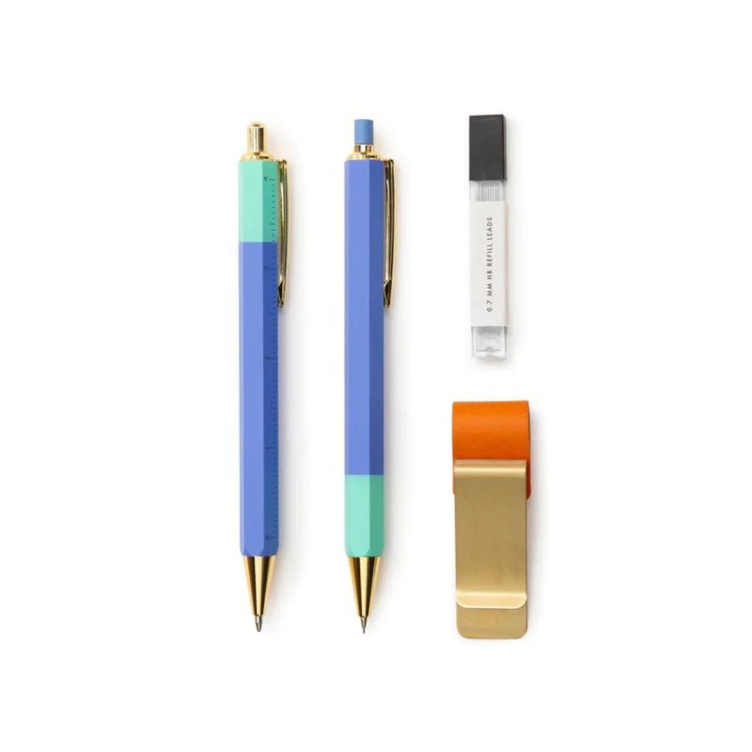 Parure stylo, clip et porte-mine