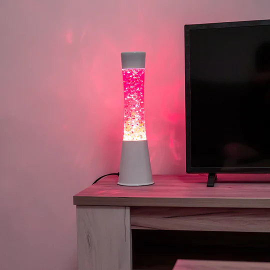 White Lava Lamp with Glitter Hearts