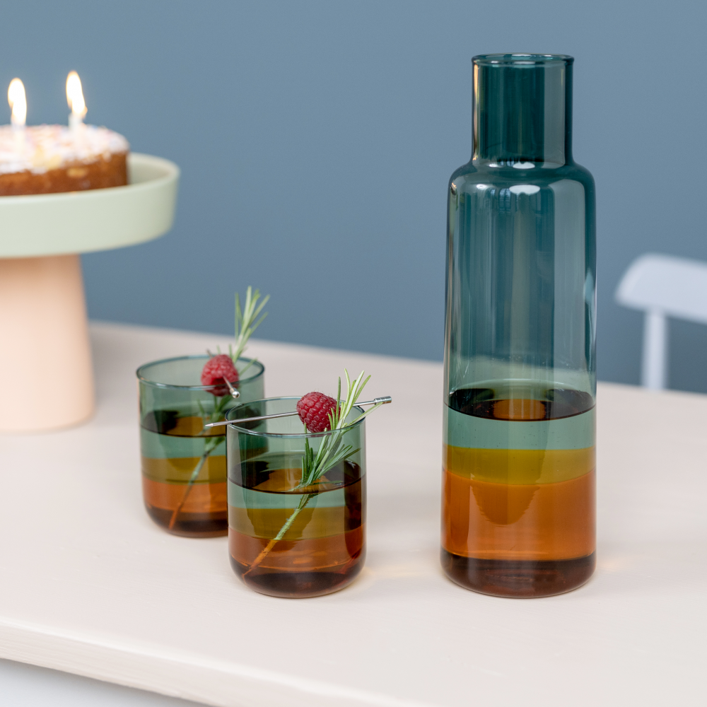 Glass carafe - blue orange