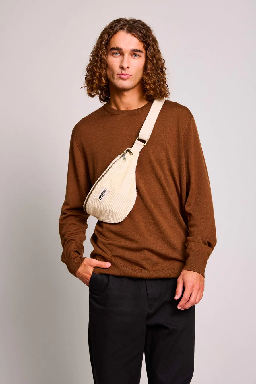 Sac banane Olivia velours creme