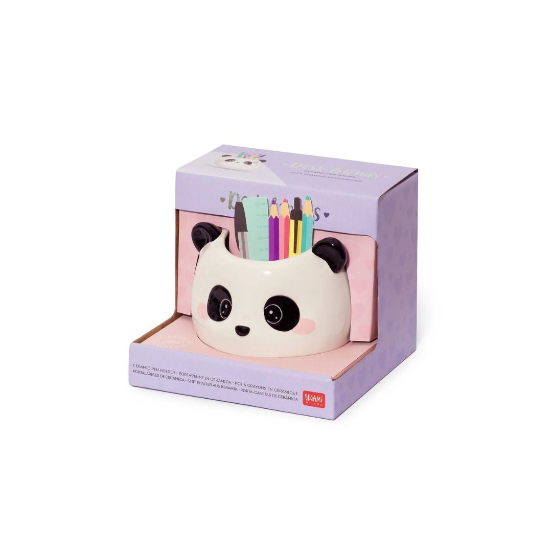Ceramic pencil cup - desk friends - panda