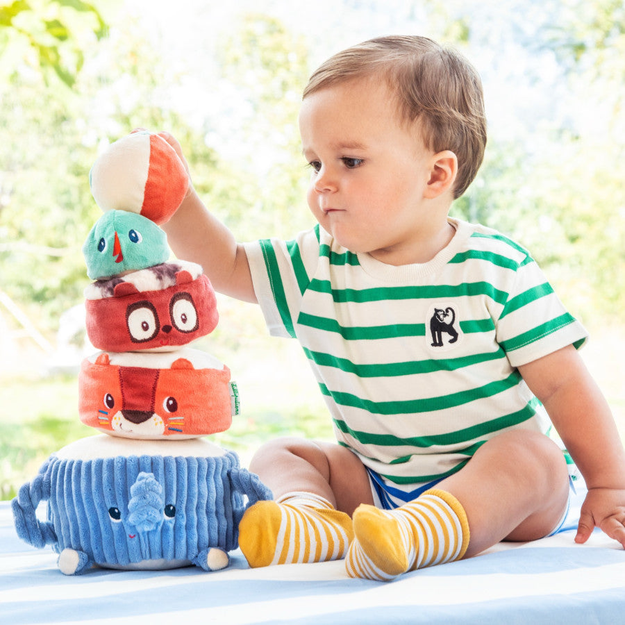 Pyramide sonore en tissu à empiler