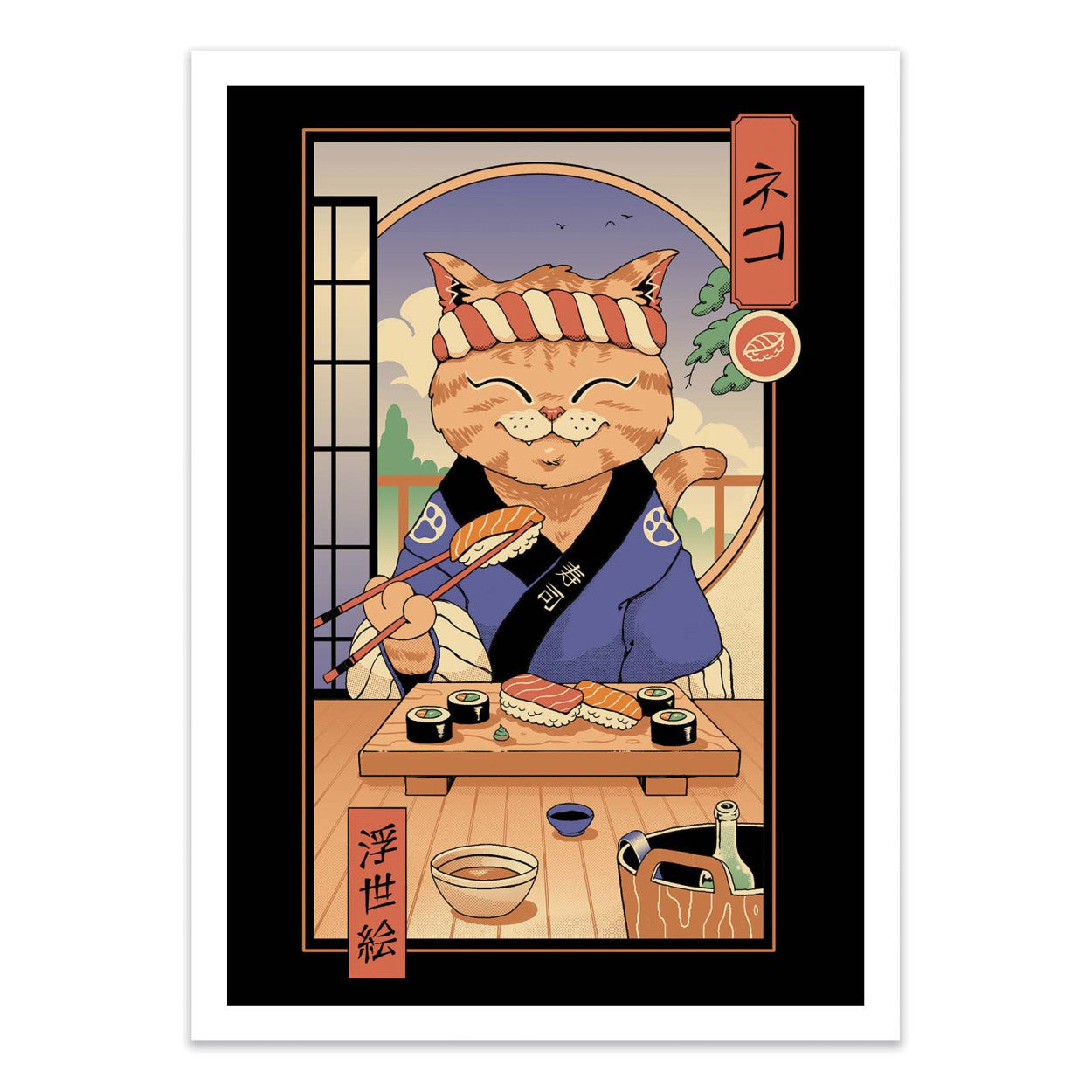 Affiche Sushi cat in Edo
