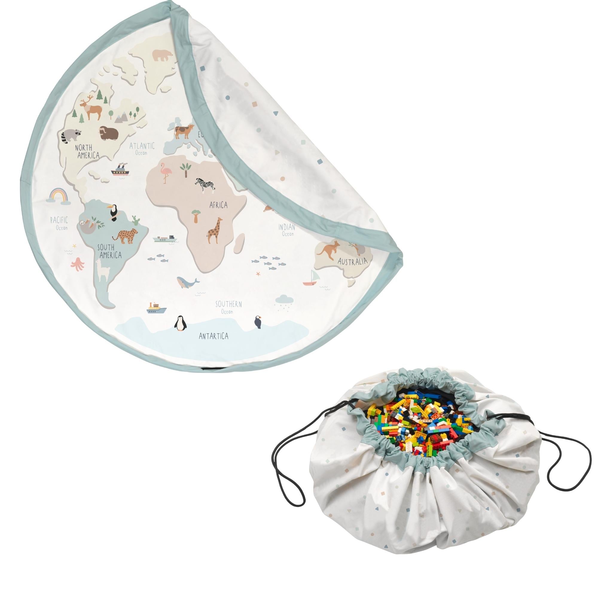 Noomad playmat &amp; toy bag - World Map Colour