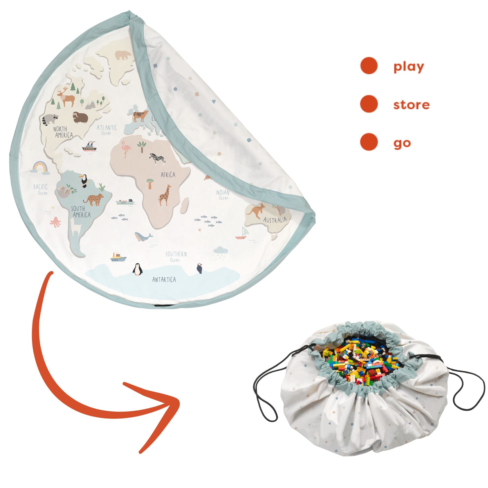 Noomad playmat &amp; toy bag - World Map Colour