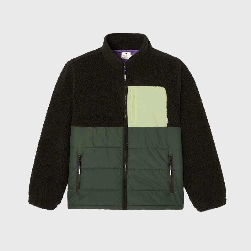 Two-tone sherpa jacket - Green/black